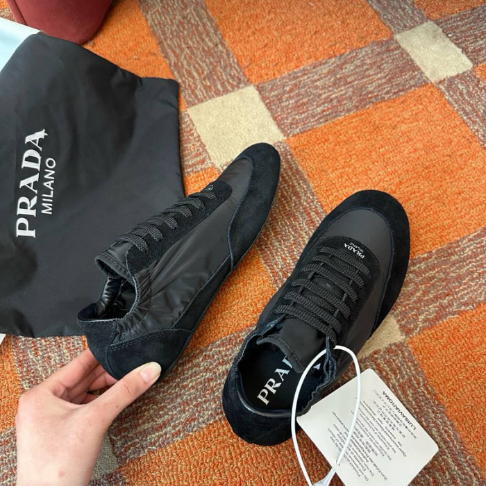 Prada Collapse Re-Nylon suede sneakers