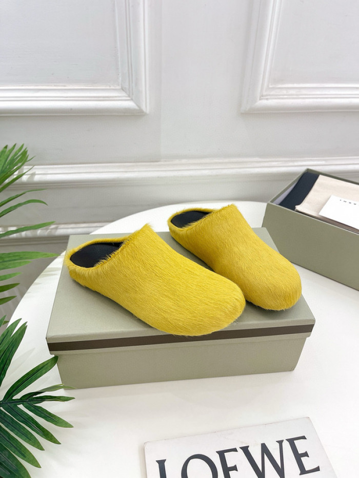 marni calf hair slippers
