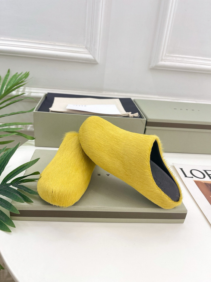 marni calf hair slippers
