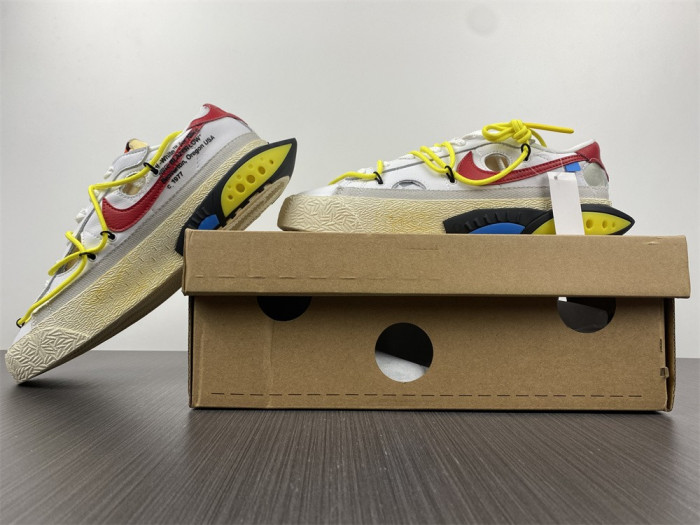 o-w x nike blazer low university red dh7863-100