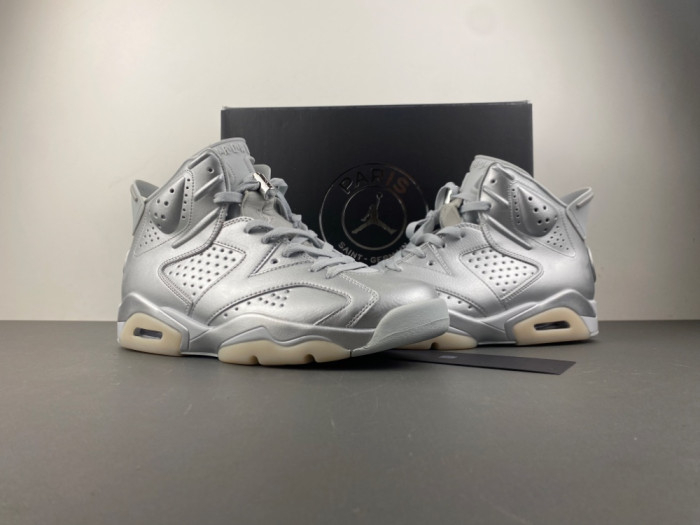 Air Jordan 6 Retro PSG Paris Saint-Germain Silver IQ5135-001
