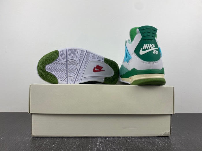 jordan 4 retro sb white grass green (limited edition) aj4-kncw