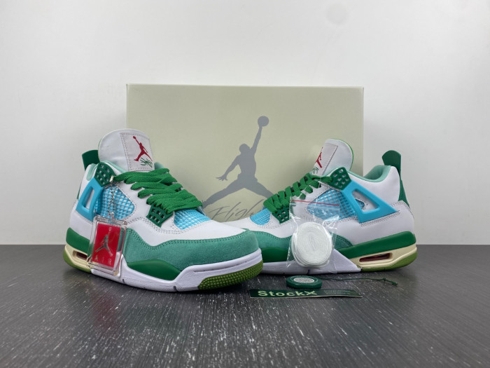 jordan 4 retro sb white grass green (limited edition) aj4-kncw