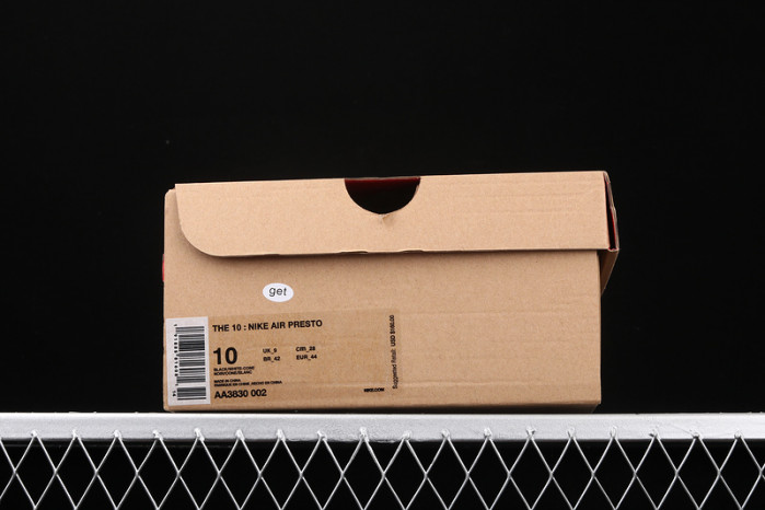 o-w x nike air presto black aa3830-002