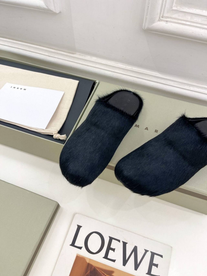 marni calf hair slippers