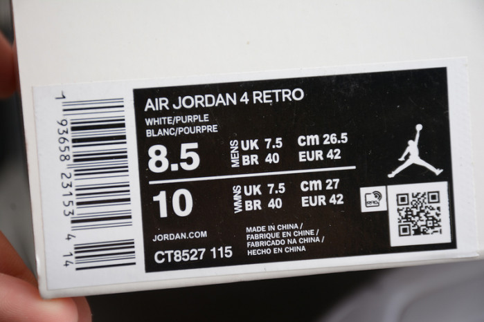 air jordan 4 retro metallic purple ct8527-115