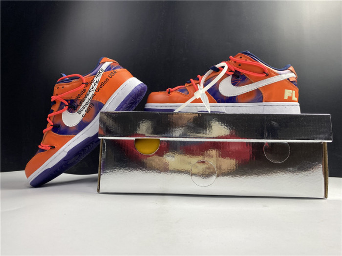 o-w x nike sb dunk low orange perple white ct0856-801