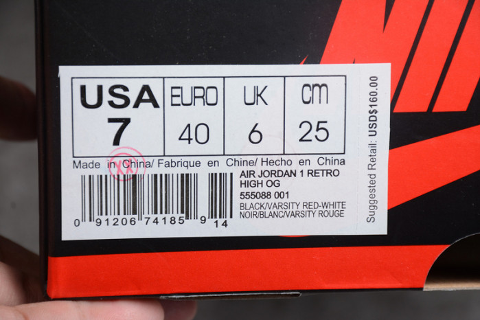 air jordan 1 retro high og banned bred black red 555088-001