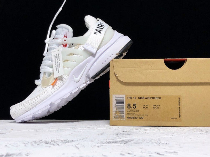 o-w x nike air presto white aa3830-100